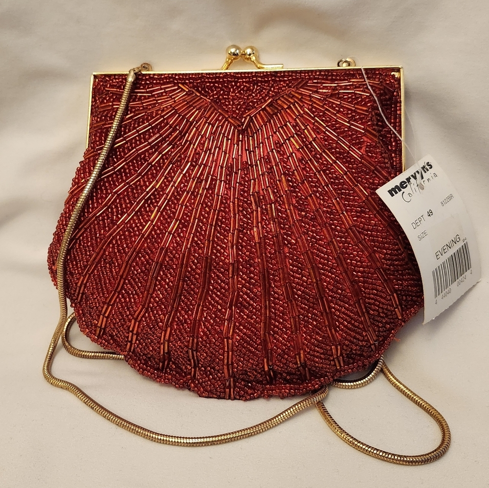 VTG 90's NWT Mervyn's Beaded Red Purse By Partners